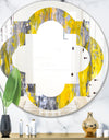 Grey and Yellow Abstract Pattern - Modern Round or Oval Wall Mirror - Quatrefoil