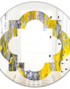Grey and Yellow Abstract Pattern - Modern Round or Oval Wall Mirror - Quatrefoil