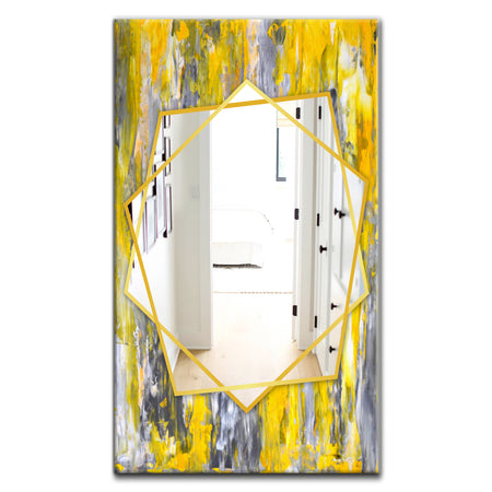 Grey and Yellow Abstract Pattern - Modern Mirror - Frameless Contemporary Wall Mirror