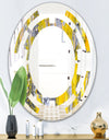 Grey and Yellow Abstract Pattern - Modern Round or Oval Wall Mirror - Space