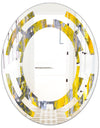 Grey and Yellow Abstract Pattern - Modern Round or Oval Wall Mirror - Space
