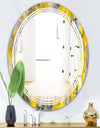 Grey and Yellow Abstract Pattern - Modern Round or Oval Wall Mirror - Triple C