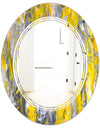 Grey and Yellow Abstract Pattern - Modern Round or Oval Wall Mirror - Triple C