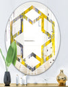 Grey and Yellow Abstract Pattern - Modern Round or Oval Wall Mirror - Hexagon Star