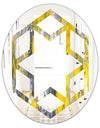 Grey and Yellow Abstract Pattern - Modern Round or Oval Wall Mirror - Hexagon Star