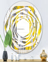 Grey and Yellow Abstract Pattern - Modern Round or Oval Wall Mirror - Whirl