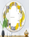 Grey and Yellow Abstract Pattern - Modern Round or Oval Wall Mirror - Quatrefoil