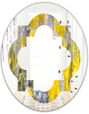 Grey and Yellow Abstract Pattern - Modern Round or Oval Wall Mirror - Quatrefoil