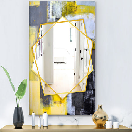 Grey and Yellow Blur Abstract - Modern Mirror - Frameless Wall Mirror