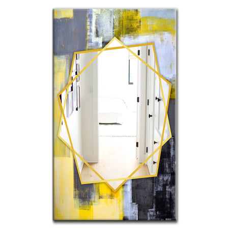Grey and Yellow Blur Abstract - Modern Mirror - Frameless Wall Mirror