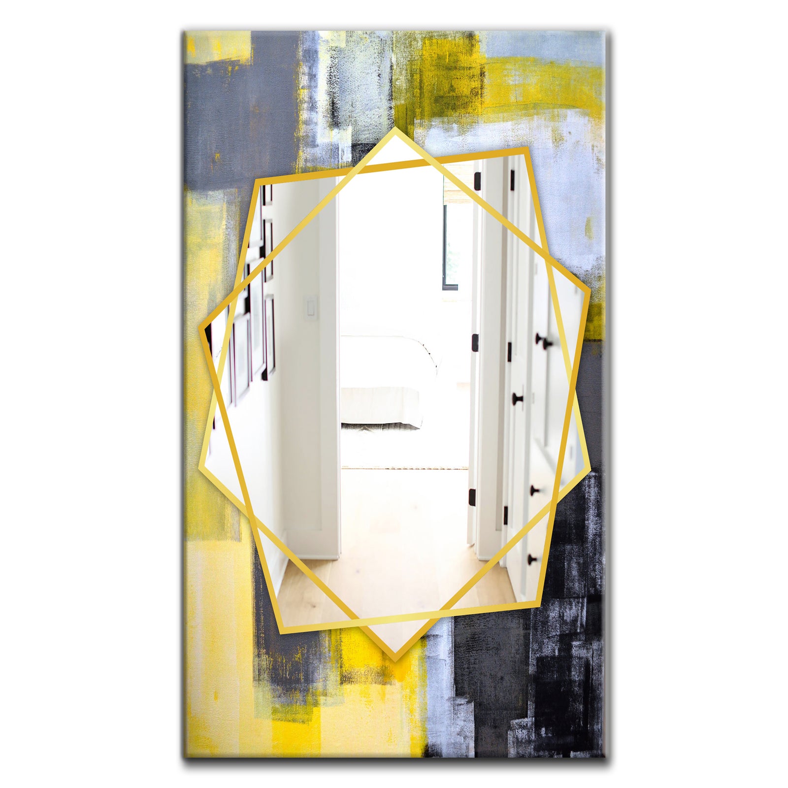 Grey and Yellow Blur Abstract - Modern Mirror - Frameless Wall Mirror