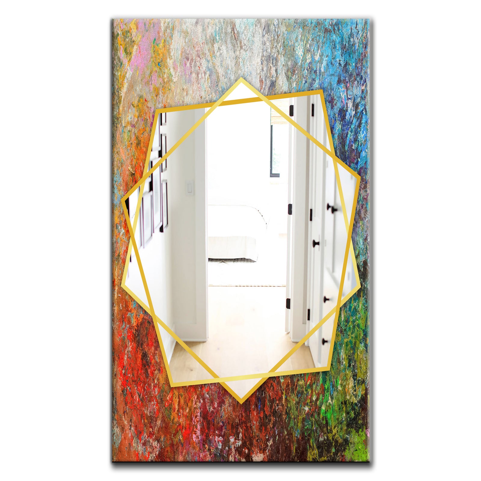Board Stained Abstract Art - Modern Mirror - Frameless Contemporary Wall Mirror
