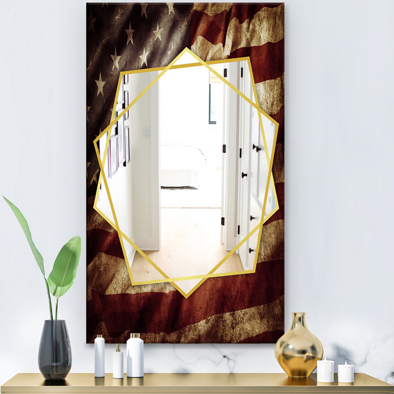 American Flag - Bohemian and Eclectic Mirror - Frameless Wall Mirror