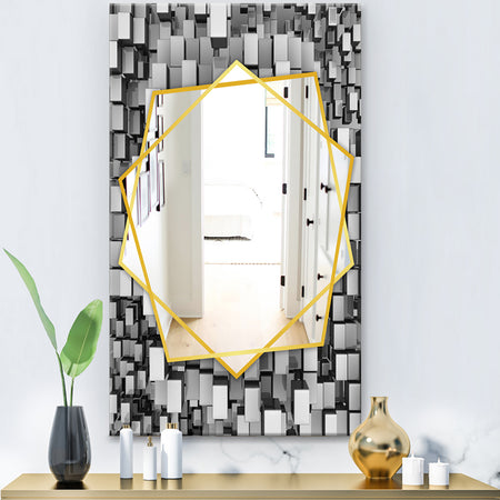 Black and Grey Cubes - Modern Mirror - Frameless Contemporary Wall Mirror