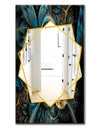 Symmetrical Blue Gold Fractal Flower - Modern Mirror - Frameless Contemporary Wall Mirror