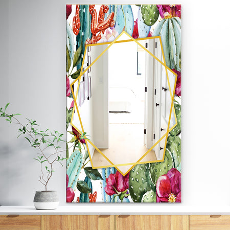 Cactus Pattern Watercolor - Traditional Mirror - Frameless Wall Mirror
