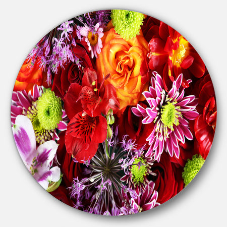 Colorful Flowers Background - Floral Circle Wall Art