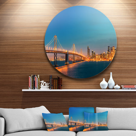 Illuminated San Francisco Skyline - Cityscape Disc Metal Artwork