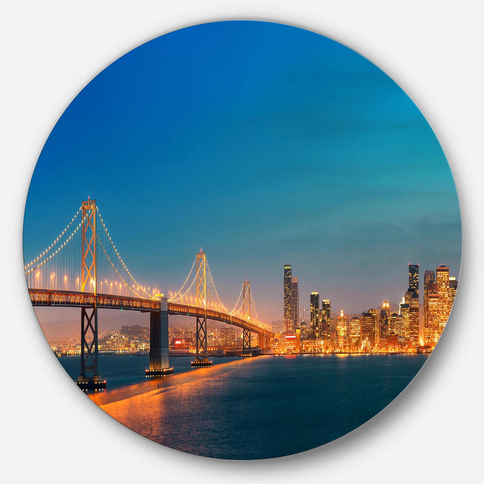 Illuminated San Francisco Skyline - Cityscape Disc Metal Artwork