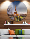 Beautiful View of Paris Eiffel Tower with Bridge - Cityscape Disc Metal Wall Art