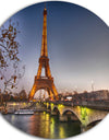 Beautiful View of Paris Eiffel Tower with Bridge - Cityscape Disc Metal Wall Art