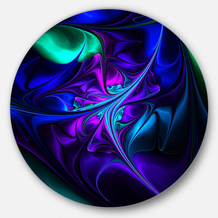 Bright Blue Abstract Floral Shapes - Floral Large Disc Metal Wall art