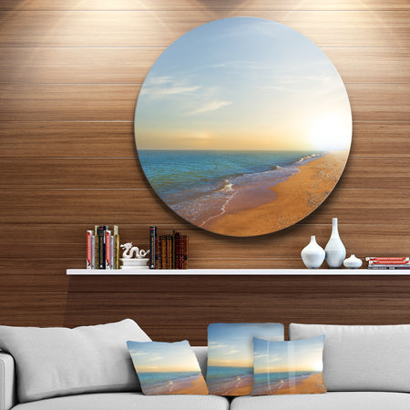 Quiet Evening Blue Beach - Seashore Round Wall Art
