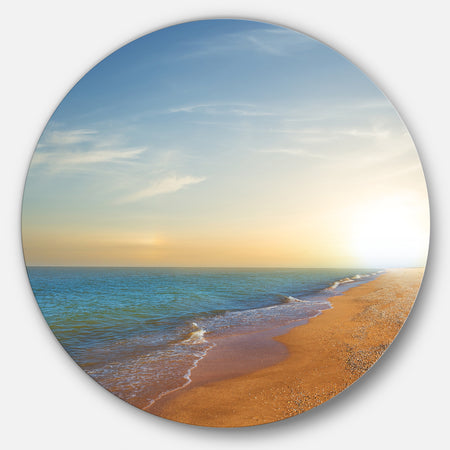 Quiet Evening Blue Beach - Seashore Round Wall Art