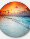 Blue Waters and Colorful Sky - Seashore Round Metal Wall Art