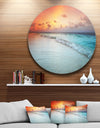 Blue Waters and Colorful Sky - Seashore Round Metal Wall Art