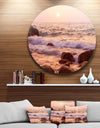 Foam Waves Hitting Rocky Coast - Seashore Round Wall Art