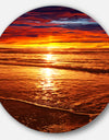 Colorful Sunset Mirrored in Waters - Modern Beach Round Metal Wall Art