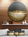 Drought Land under Cloudy Skies - Modern Landscape Disc Metal Wall Art