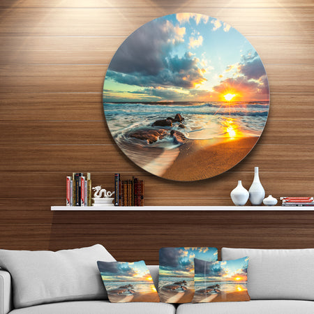 Beautiful Cloudscape over the Sea - Modern Beach Circle Wall Art