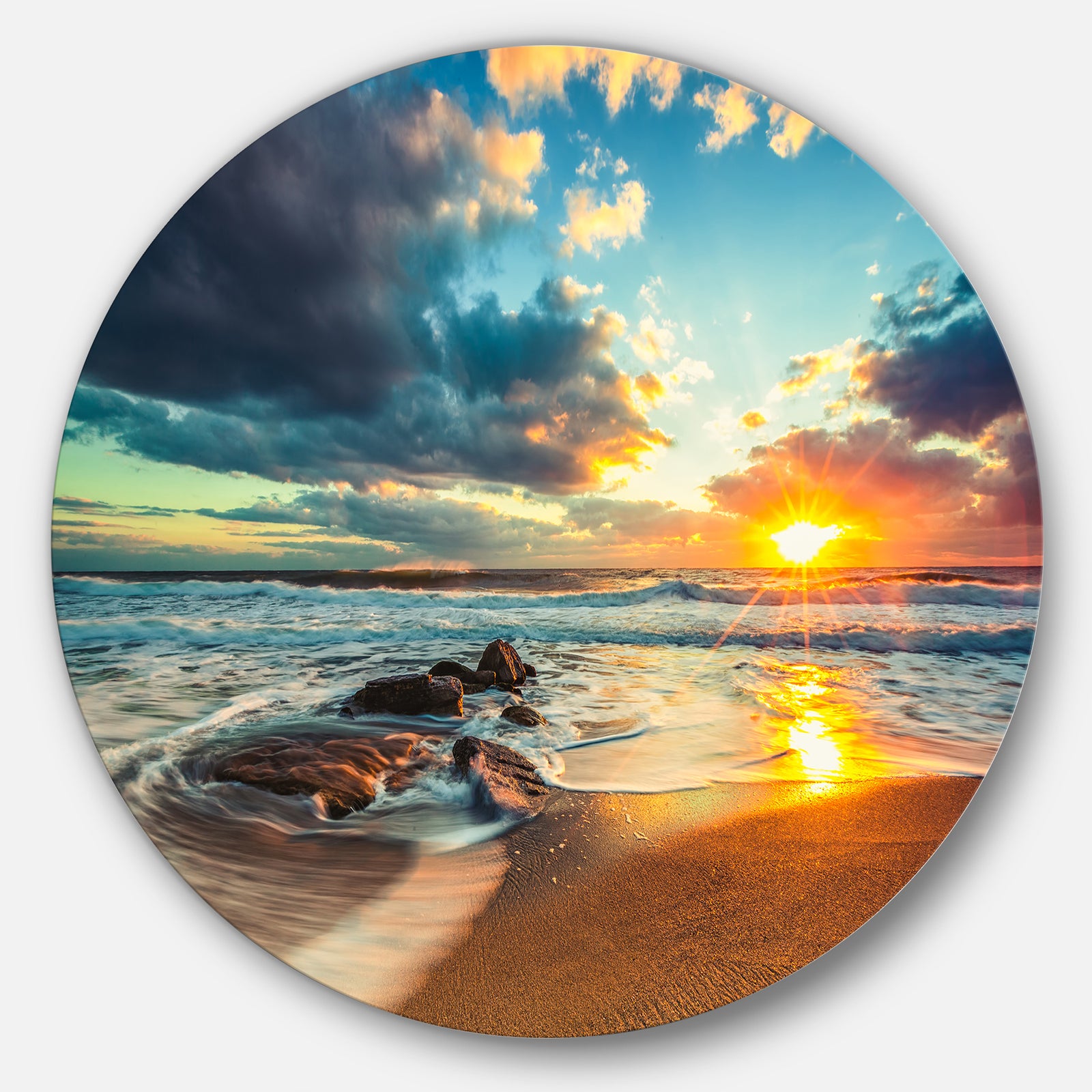 Beautiful Cloudscape over the Sea - Modern Beach Circle Wall Art