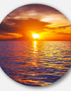Beautiful Yellow Sky at Gloomy Beach - Seashore Disc Metal Artwork