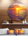 Beautiful Yellow Sky at Gloomy Beach - Seashore Disc Metal Artwork