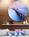 Beach with Blue Waters and Wood Bridge - Sea Pier Disc Metal Artwork