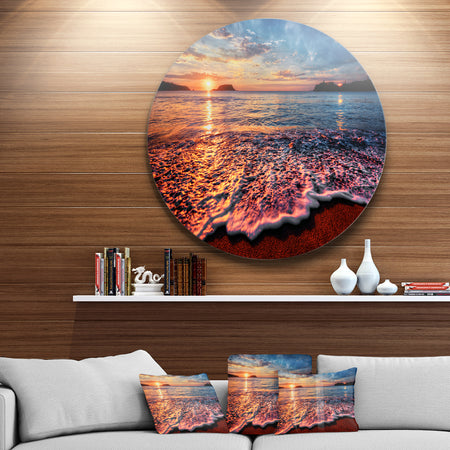 Peaceful Evening Beach View - Seashore Circle Wall Art