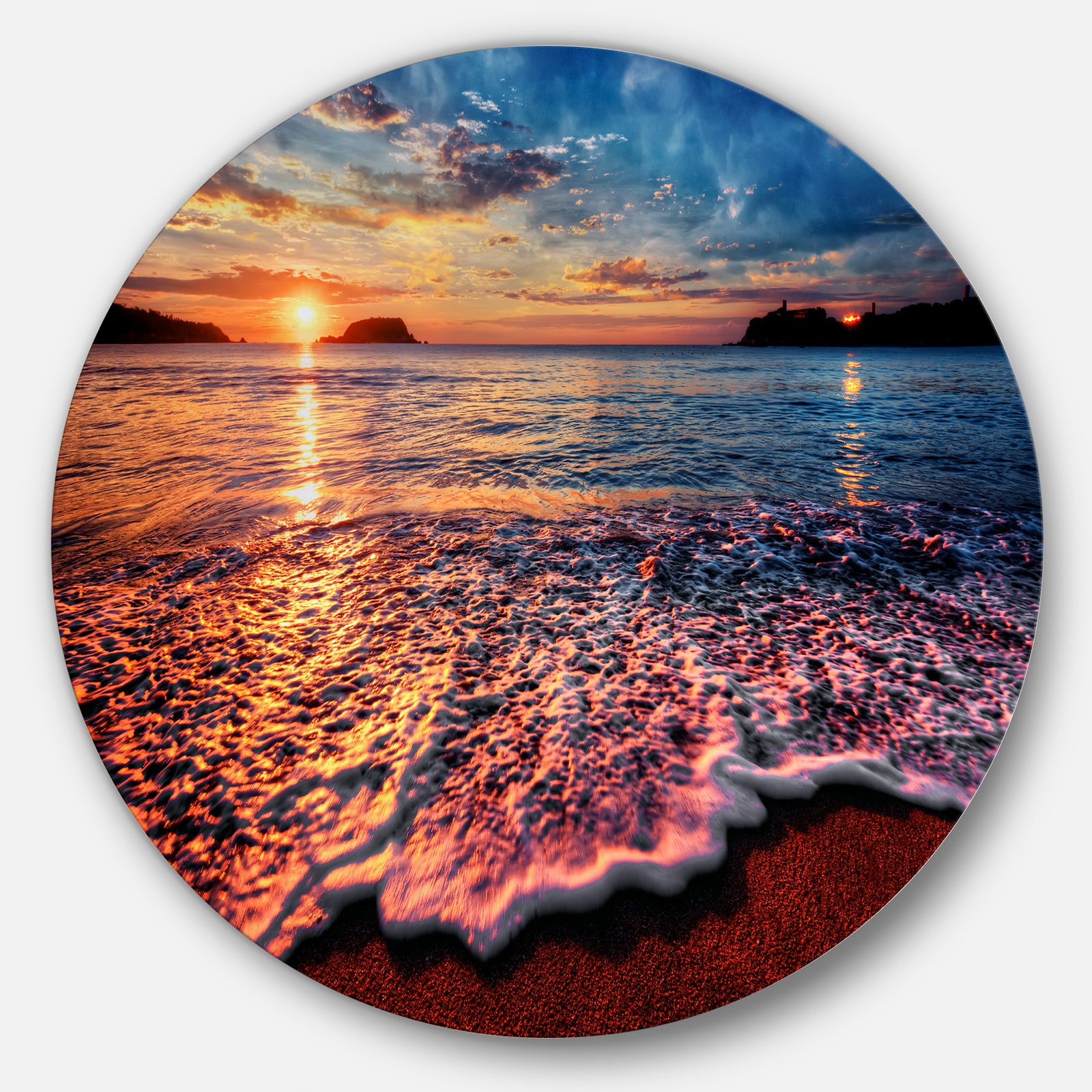 Peaceful Evening Beach View - Seashore Circle Wall Art