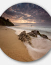 Peaceful Seashore with White Waves - Beach Large Disc Metal Wall art