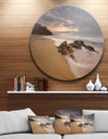 Peaceful Seashore with White Waves - Beach Large Disc Metal Wall art