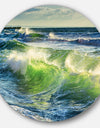 Sunrise and Shining Waves in Ocean - Beach Round Wall Art