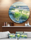 Sunrise and Shining Waves in Ocean - Beach Round Wall Art