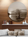 Flying Birds and Lonely Tree - Round Wall Art Landscape