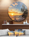 Paradise Tropical Island Beach with Palms - Seascape Circle Wall Art