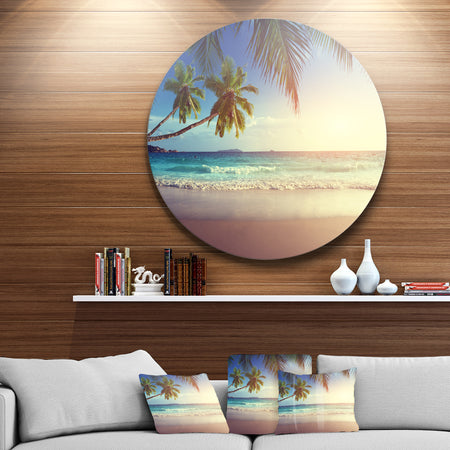 Typical Sunset on Seychelles Beach - Seascape Circle Wall Art