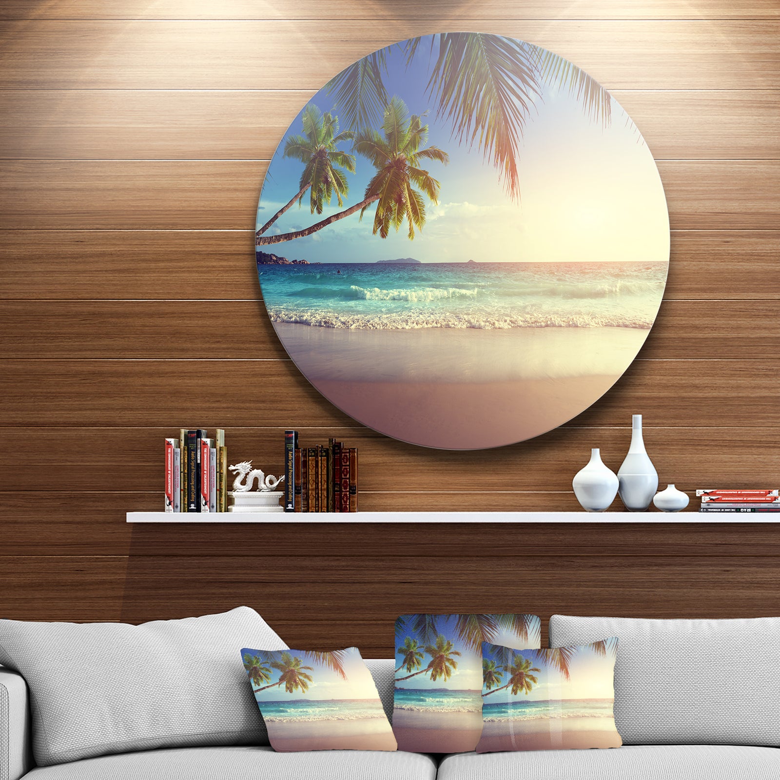 Typical Sunset on Seychelles Beach - Seascape Circle Wall Art
