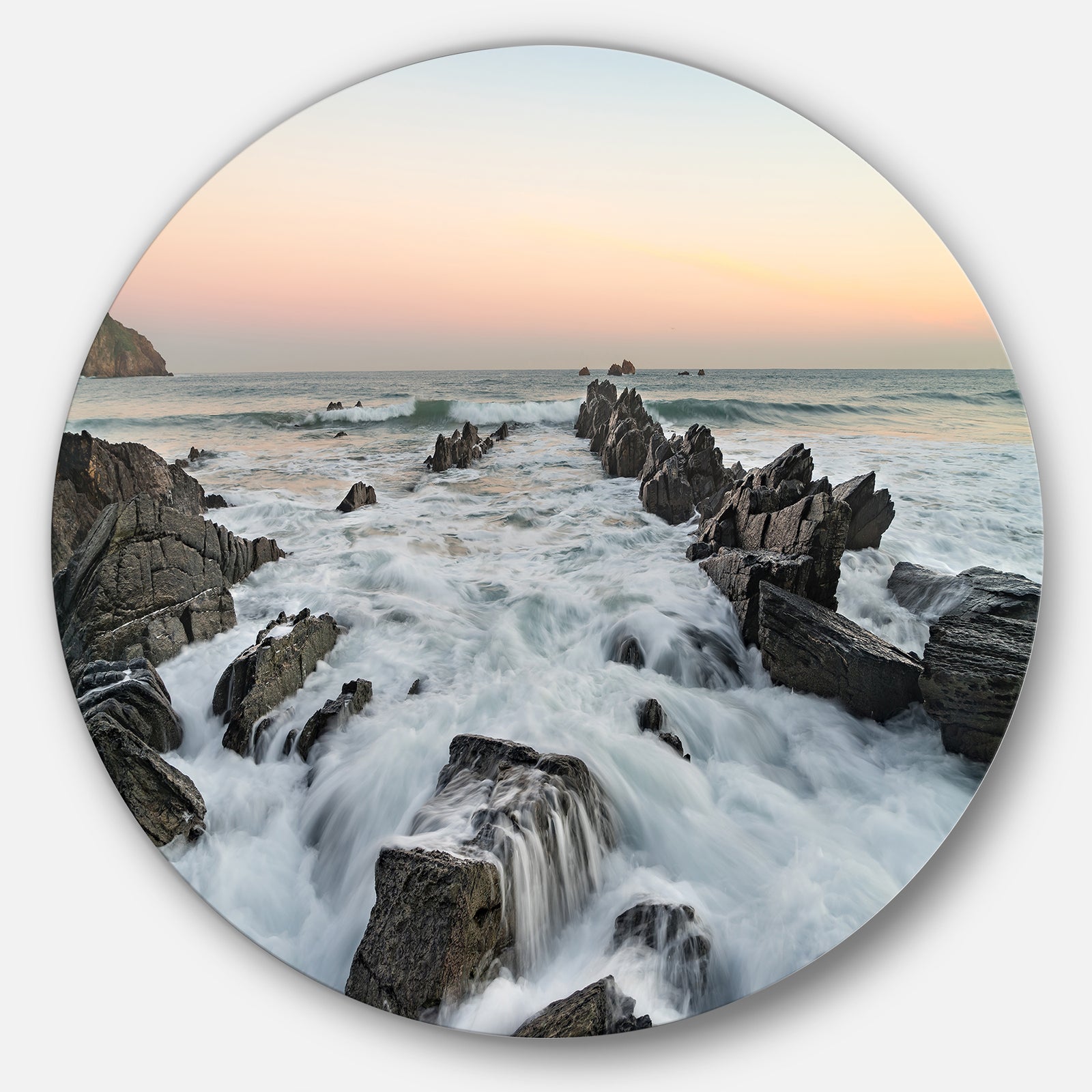 Bay of Biscay Atlantic Coast Spain - Round Metal Wall Art Landscape