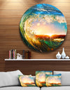 Colored Ocean Waves Falling Down - Modern Seashore Disc Metal Wall Art